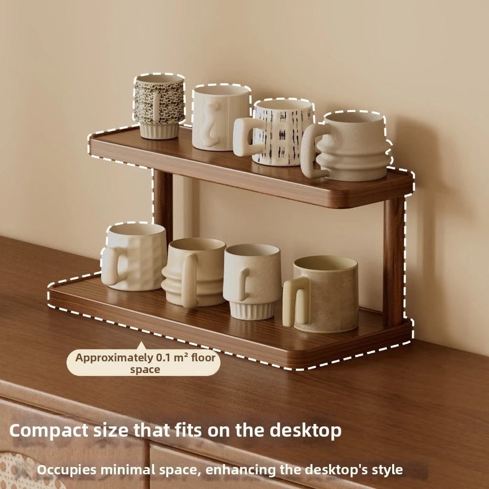 New Thickened Cup Storage Rack Multilayer Retro Style Teacups Holder Space Saving Sturdy Coffee Mug Stand Office Kitchen