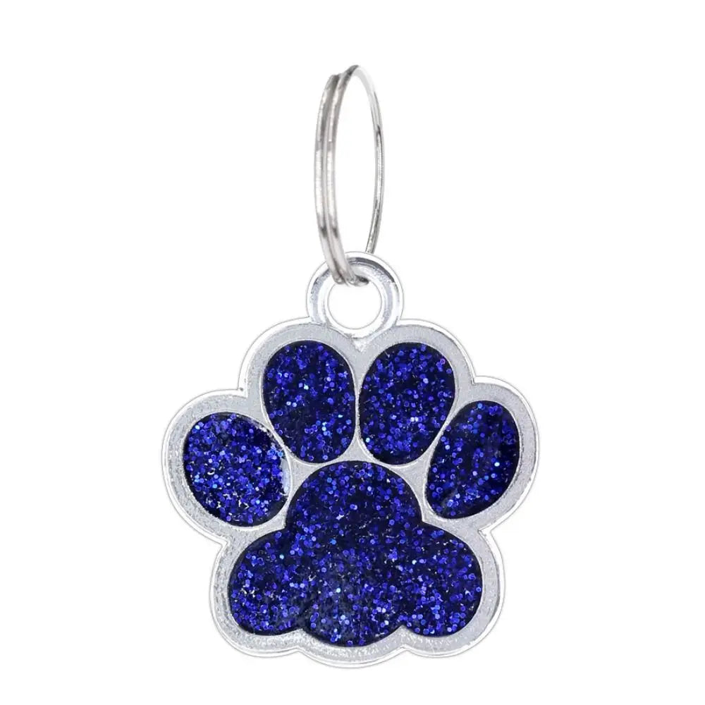 Cat Dog Paw Print Dog Cat Tags Anti-Lost Pet Glitter Pendant with Hook Exquisite Pet Collar Tag Pendant Kitten