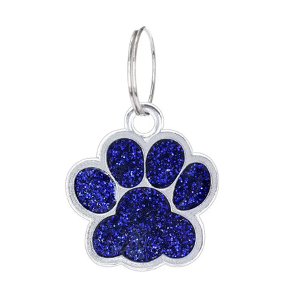 Cat Dog Paw Print Dog Cat Tags Anti-Lost Pet Glitter Pendant with Hook Exquisite Pet Collar Tag Pendant Kitten