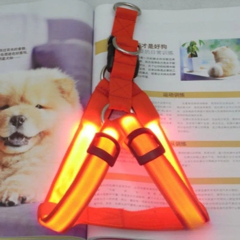 Fashion LED Electronic Pet Harness Nylon Dog Accessories Flashing Light Pet Leash Rope Belt Dog Glowing Vest Pet Supplies