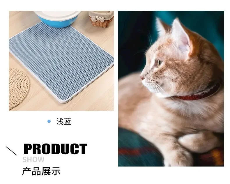 Cat Litter Mat with Gift Double Layer Waterproof Pet Litter Box Mat Non-slip Sand Cat Pad Washable Bed Mat Clean Pad Products