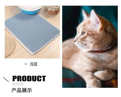 Cat Litter Mat with Gift Double Layer Waterproof Pet Litter Box Mat Non-slip Sand Cat Pad Washable Bed Mat Clean Pad Products