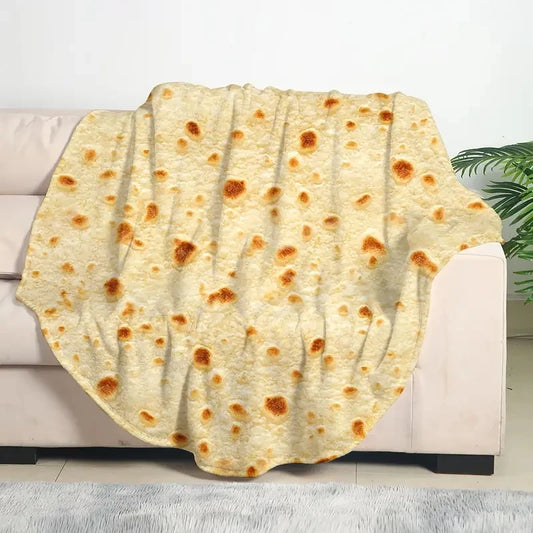Mexican Tortilla Print Flannel Blanket - Soft Warm Throw for Couch Sofa Bed Camping Travel - ZOOMNSTORE