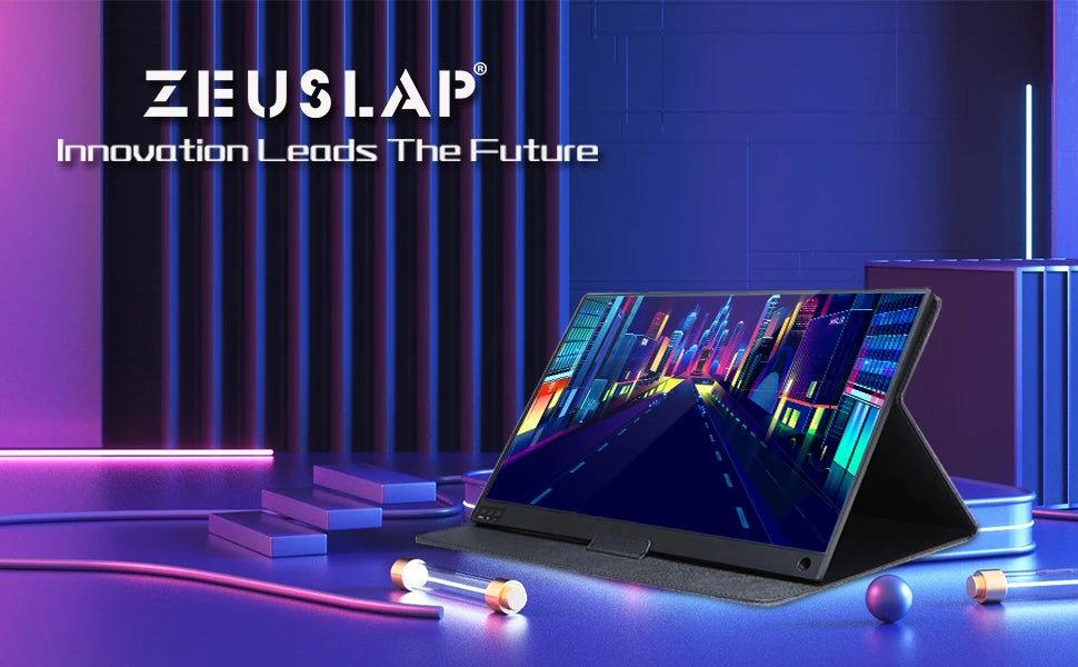 Portable Monitor 15.6 Inch - ZEUSLAP 1080p IPS Panel USB C Portable Screen for Laptop & Phone