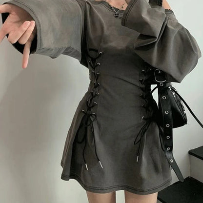 Goth Corset Dress - Fairycore Grunge Bandage Slim Fit Summer Mini Dress