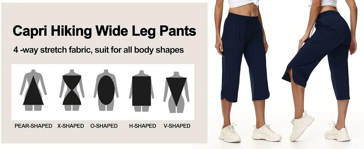 Women Casual Cropped Capris Cargo Pants, Outdoor Lightweight Capris Yoga Flared Pants, Breathable Quality Sweatpants