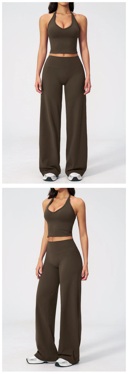 Women's Fitness Set Gym Tracksuit Breathable Sports Bra Flared Trousers Suit Workout Clothing Sportswear Female Athletic Wear