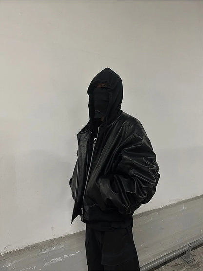 Mauroicardi Autumn Winter Oversized Cool Black Thickened Warm Pu Leather Jacket Men Hood Luxury Designer Fake 2 Clothes