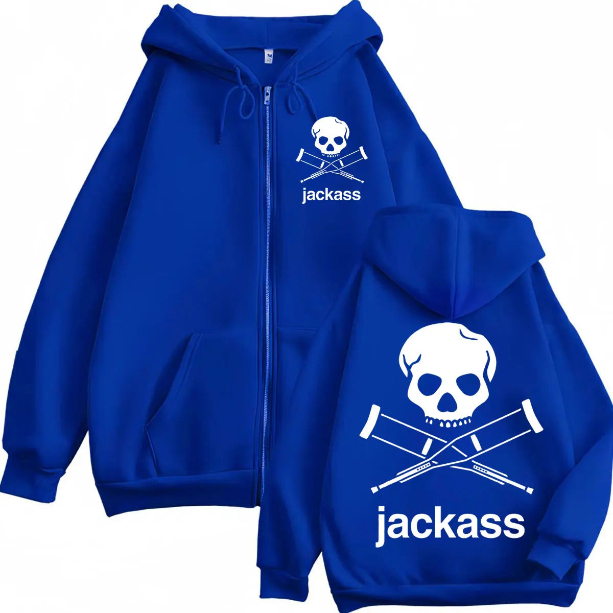 Jackass Logo Double Sided Print Zipper Hoodie High Quality Fashion Zip Up Hooded Sweatshirt Men Women Casual Oversized Pullovers