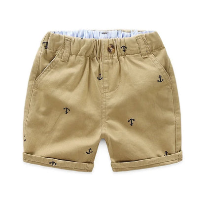 Boys Cotton Anchor Shorts - Toddler Summer Beach Capris 2-9 Years