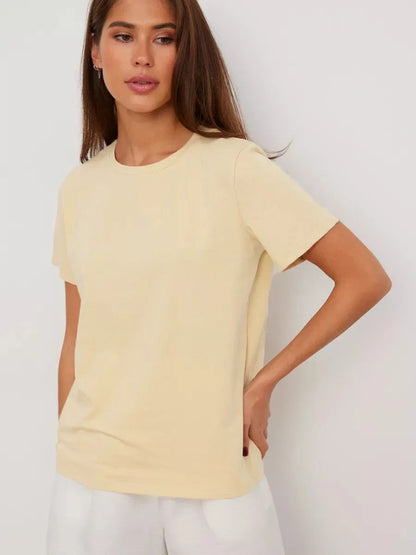 Cotton Summer Womens T-Shirt - Short Sleeve Loose Basic Top