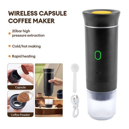 Portable Wireless Espresso Coffee Maker - 3-in-1 Travel Car Home Camping - ZOOMNSTORE