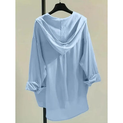 Plus Size Summer New Women Hooded Sunscreen Shirt Coat Leisure Thin Double Pocket Sun Protection Jacket