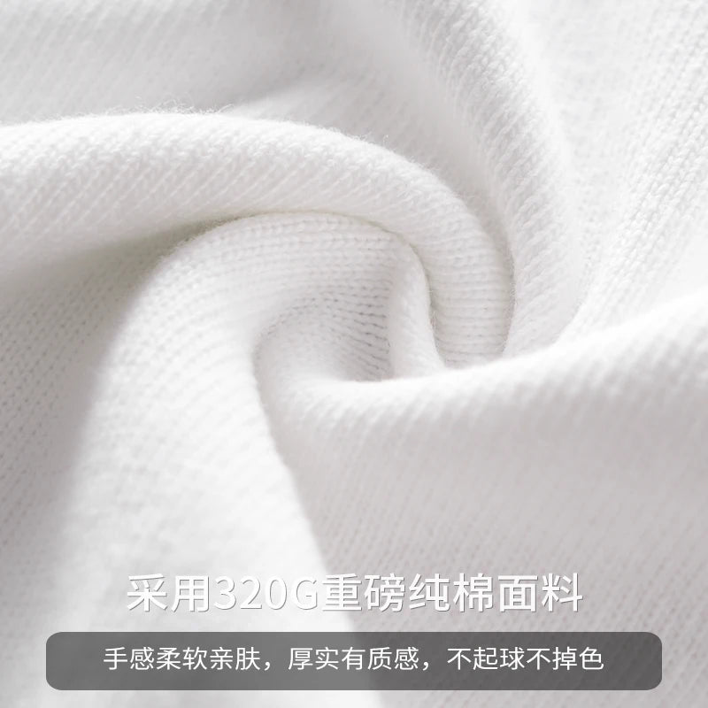 DUKEEN 320G Heavyweight Color-Blocked Patchwork Men's T-Shirt Summer 100% Cotton Solid Color Short Sleeve Basic Tops