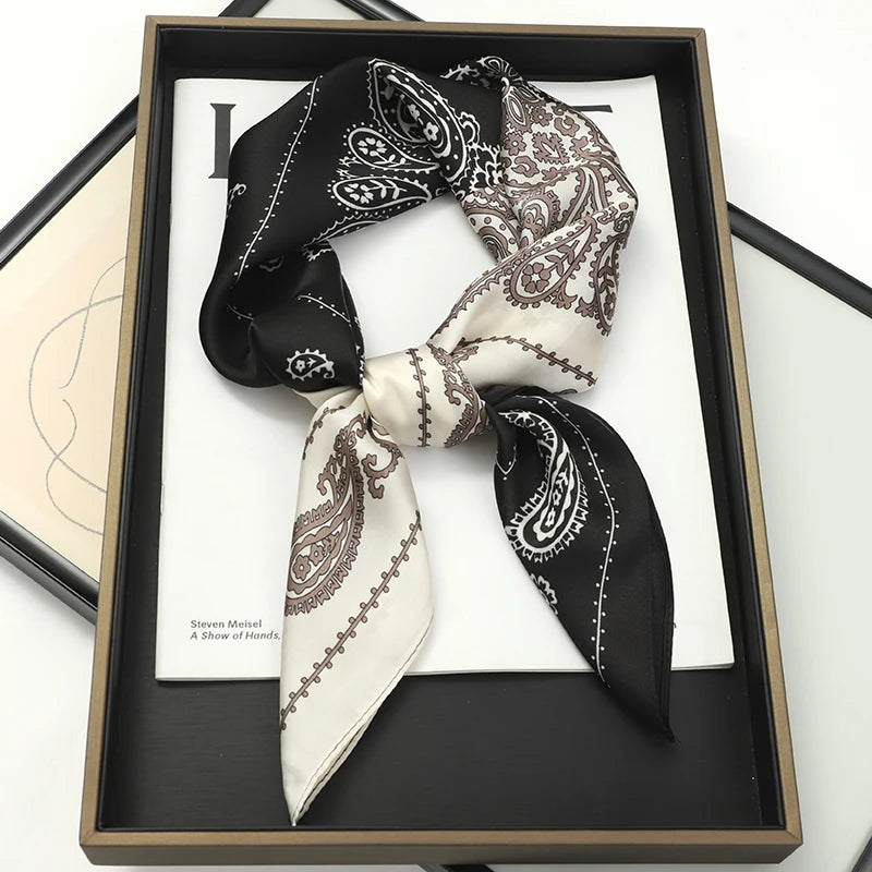 Luxury Silk Plaid Scarf - Soft Satin Neck Hair Tie for Women Foulard Hijab 2021