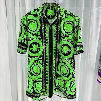 2025 Spring and Summer New Fashion Digital Printing Men's Short Sleeve Shirt High Quality Comfortable Lightweight Fabric