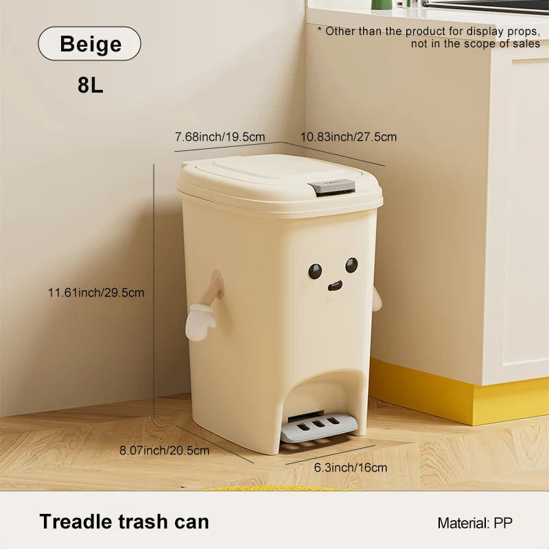 Large Capacity Foot Pedal Trash Can - 10L20L Kitchen  Dorm Room Bin
