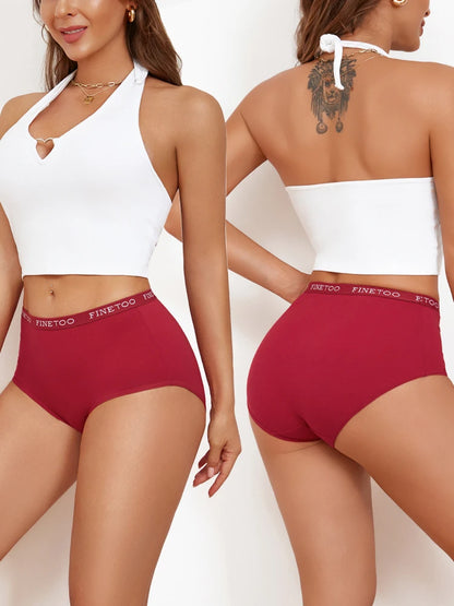FINETOO 5PCS/Set Cotton High Waist Panties Women's Seamless Breathable Underwear Sexy Stretchy Comfort Briefs Lingerie S-XXL