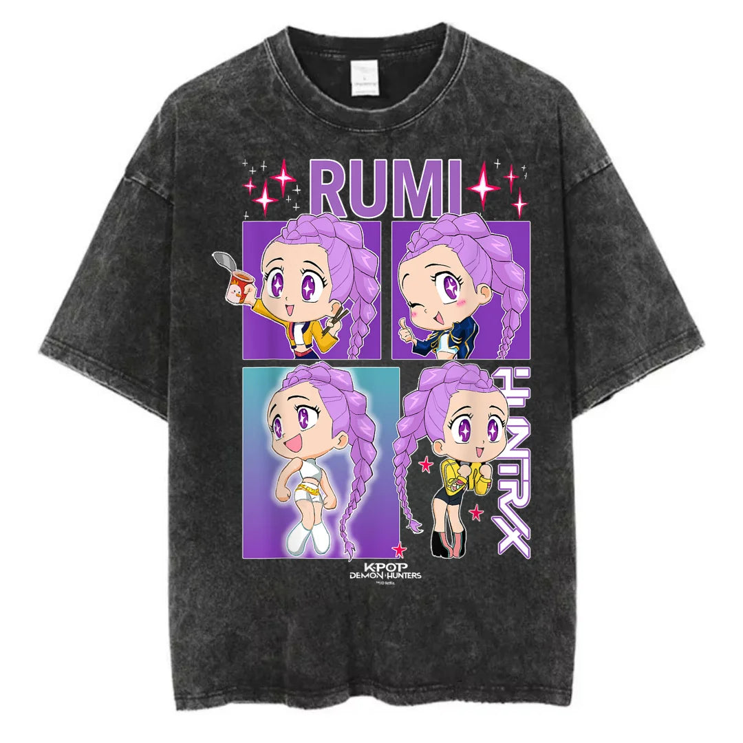 Kpop Anime T Shirt - Oversized Vintage Cotton Knit Tee | Breathable Casual Top