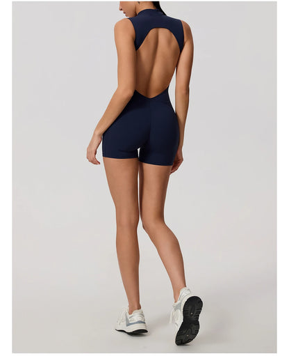 New Summer Women's Sleeveless Back Hollow Jumpsuit Female Sports Suit Fitness Yoga Clothing Peach Hipo Gym Overalls 1 Pcs