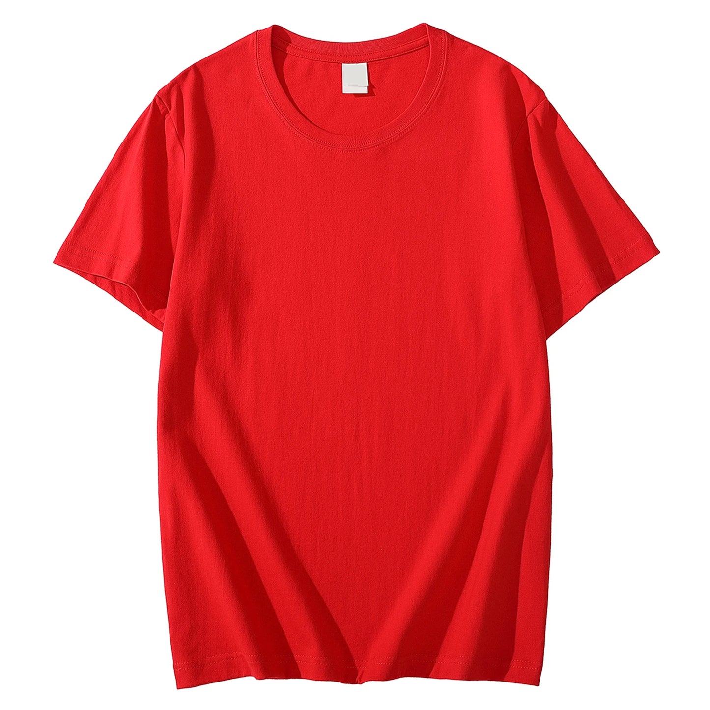 Solid Color T-Shirt - Heavy Cotton Fabric Crewneck Tee for Men & Women, Short Sleeve Casual Top