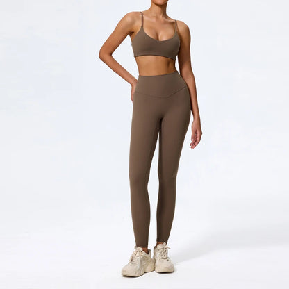 Women Sports Set – Summer Two Piece Gym Outfit With High Waist Leggings & Sleeveless Top