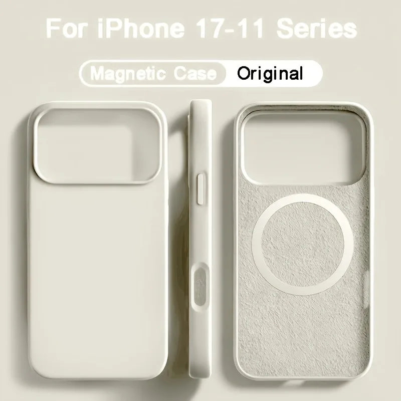 For Magsafe Magnetic Liquid Silicone Case For iPhone 17 16 15 14 13 Pro Max 17Pro Air 16Pro Wireless Charge Soft Cases Cover