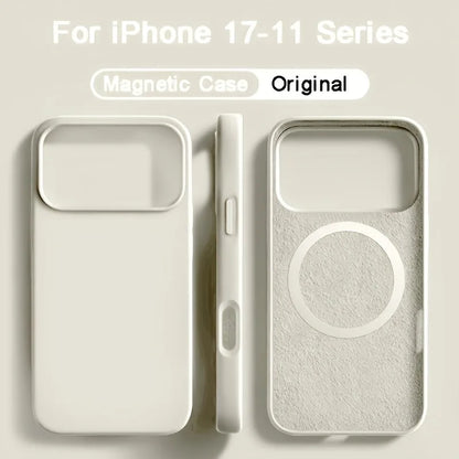 For Magsafe Magnetic Liquid Silicone Case For iPhone 17 16 15 14 13 Pro Max 17Pro Air 16Pro Wireless Charge Soft Cases Cover