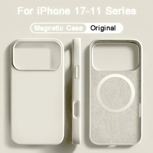 For Magsafe Magnetic Liquid Silicone Case For iPhone 17 16 15 14 13 Pro Max 17Pro Air 16Pro Wireless Charge Soft Cases Cover