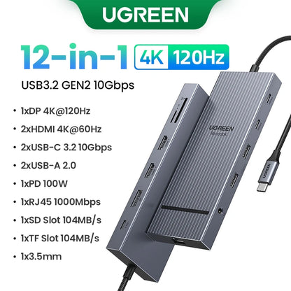 Dual HDMI USB-C HUB 10-in-1 Docking Station | 8K HDMI Adapter | 100W PD Fast Charging