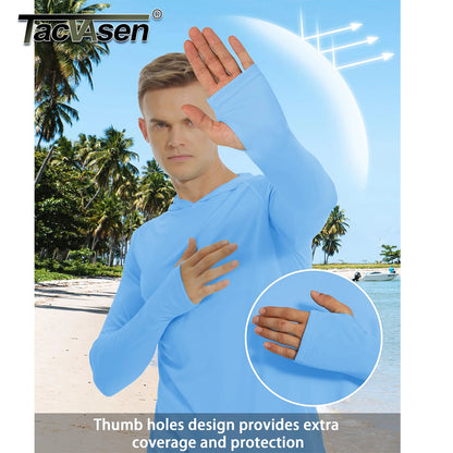 TACVASEN Sun Protection T-Shirts Mens Long Sleeve Hoodie Casual UV-Proof T-Shirts Breathable Lightweight Quick Dry T-Shirts Male