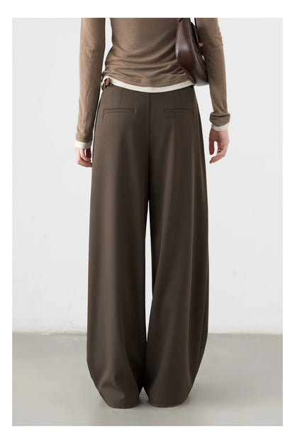 CHIC VEN Women Pants Solid Casual  Slim Straight Leg Suit Wide Leg Ladies Trousers Spring Autumn 2025 Clothing for Woman