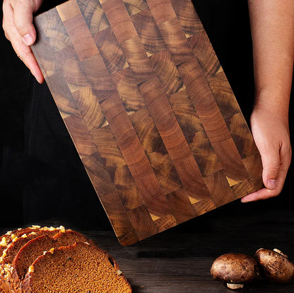 Premium Acacia Cutting Board – Double Sided Wooden Kitchen Chopping Block, Damp Proof & Water Draining