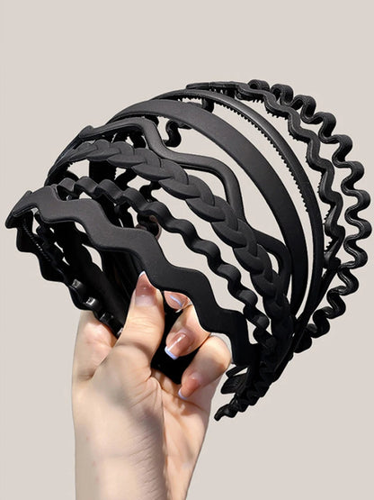 Unisex Metal Wavy Spring Hair Hoop Black Non Slip Outdoor Sports Headbands For Women Men Simple Hairband Face Washing Headdress
