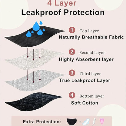 1/4PCS Women Period Panties Heavy Flow Leakproof Underwear Cotton Postpartum Menstrual Physiological Panty Teens Briefs S-3XL