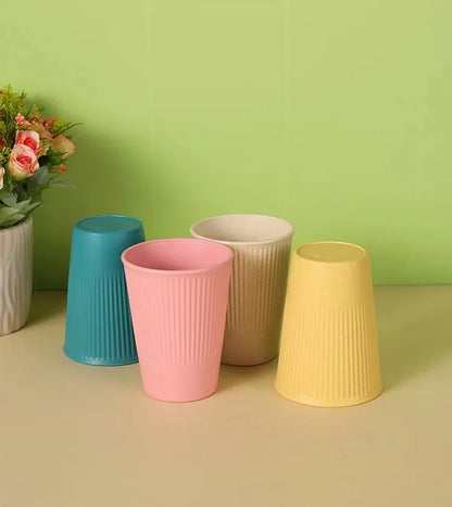 Eco-Friendly Wheat Straw Dinnerware Set - 4pcs Plates Cups Bowls for Home  Outdoor Use