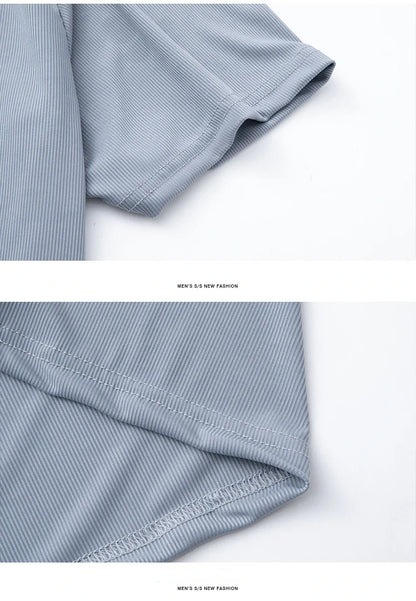 Men's Ice-Silk T-Shirt – Plus-Size Quick-Dry Seamless Tee (L–8XL)