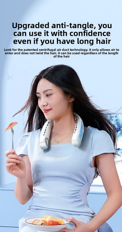 Sports Neck Hanging Cooling Small Fan Portable Neck Hanging Digital Display Strong Wind Silent Bladeless Charging Small Fan