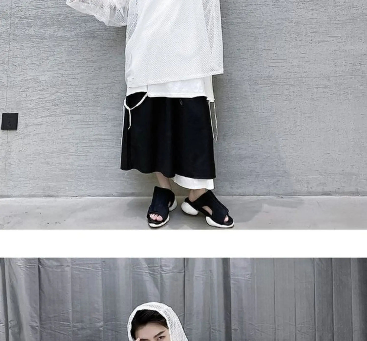 2024 Summer Dark Hollowed Out Mesh Hoodies T-shirt For Men Women Long Sleeves Loose Hooded Mesh Transparent Shirts