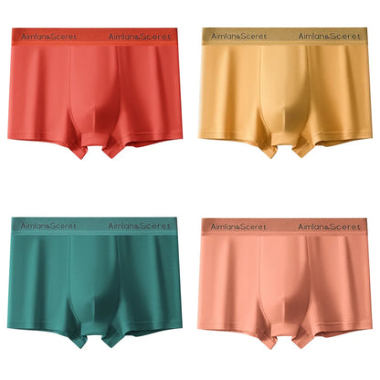 4Pcs Men Underwear Sporty Boxers Plus Size Youth Boxer Shorts Comfortable Breathable Flat Pants Men's Square Panties Briefs Gift