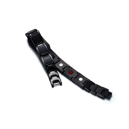 21.5cm Black Masonic Stainless Steel Bracelet with Magnets Carbon Fiber For Men Hip Hop Style Polished Bracelets Chain Jewelry