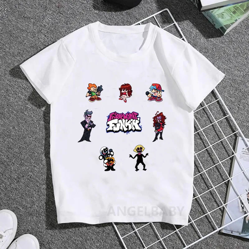 Hot Game Friday Night Funkin Cartoon Kids T shirt Girls Summer Fashion Tops Baby Boys Clothes Children Short Sleeve T-shirt