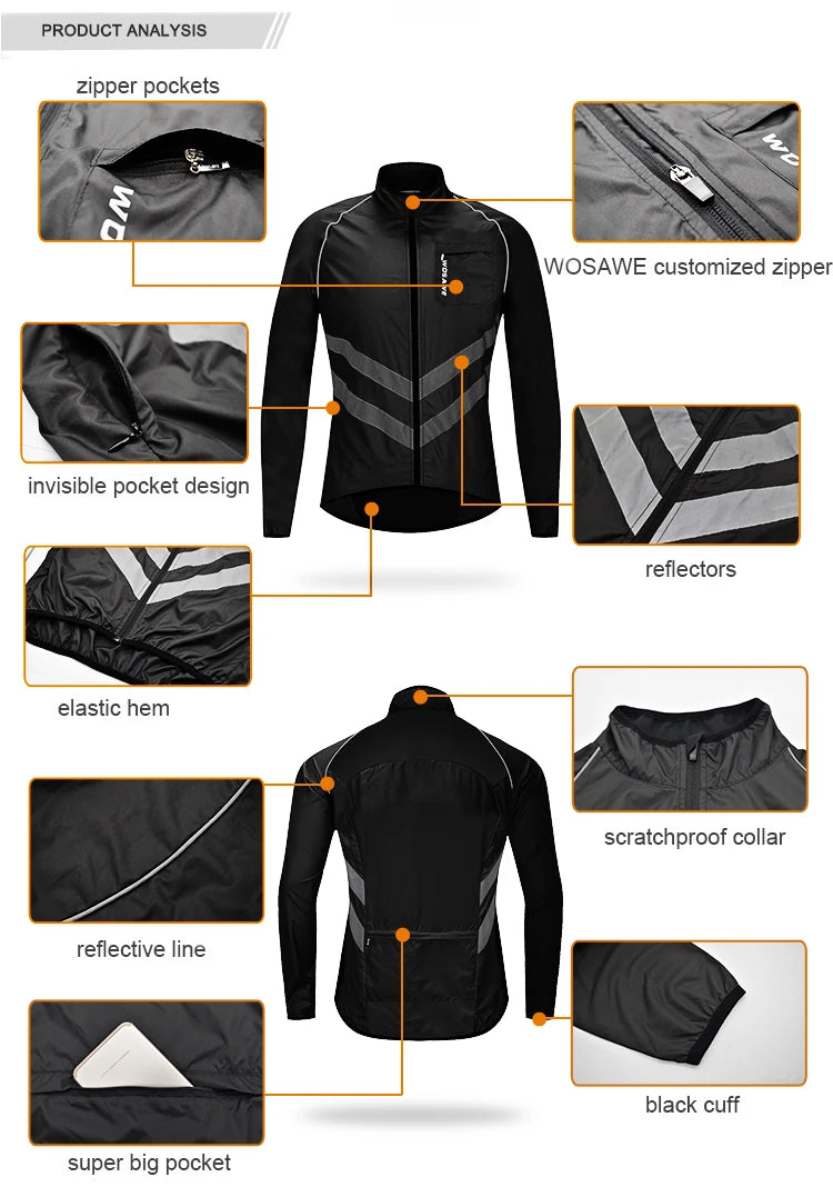 WOSAWE Cycling Jackets Summer Bicycle Jackets Windbreaker Lightweight MTB Sports Windbreaker Outdoor Sunscreen Riding Equipment