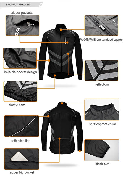 WOSAWE Cycling Jackets Summer Bicycle Jackets Windbreaker Lightweight MTB Sports Windbreaker Outdoor Sunscreen Riding Equipment
