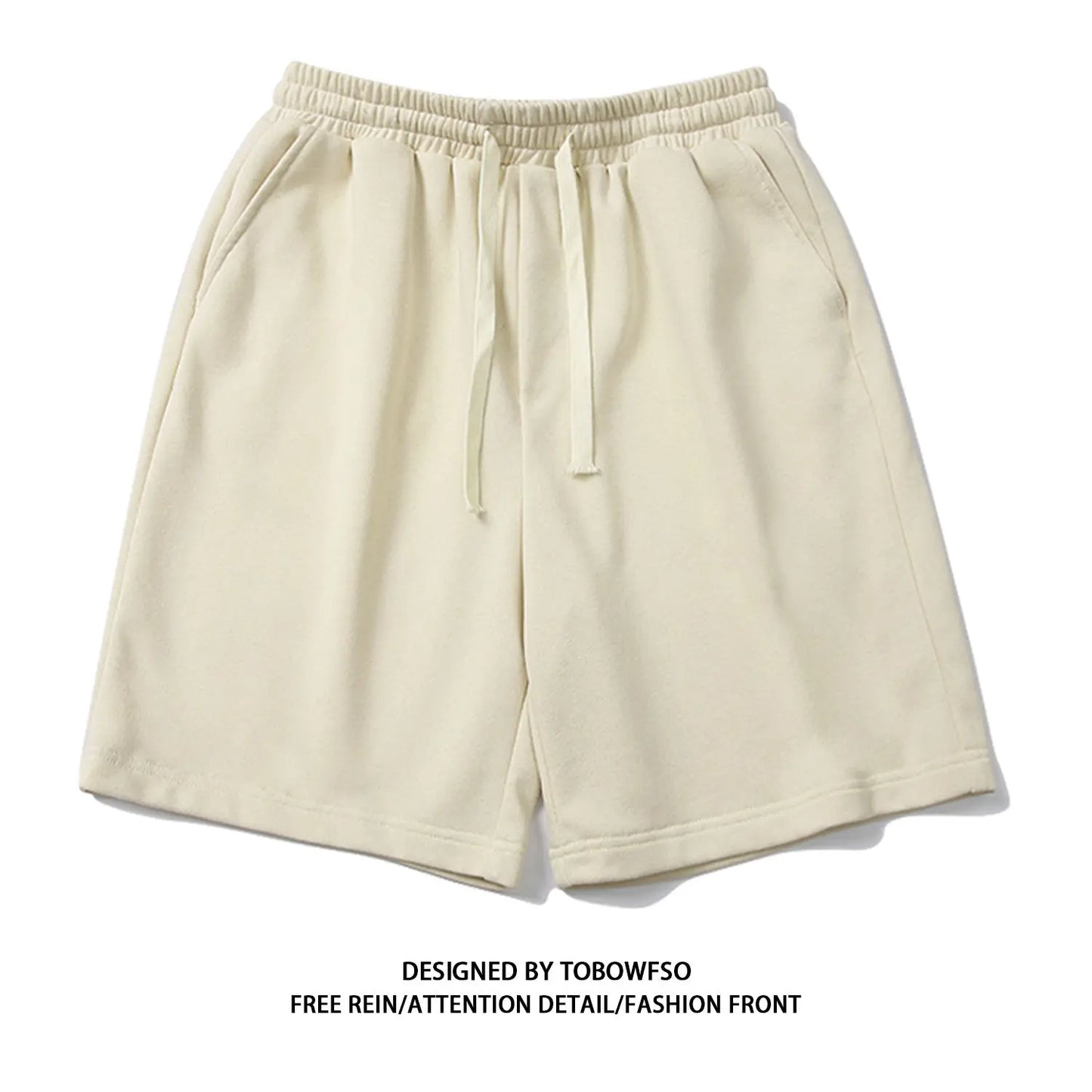 100% Cotton Simple High Street Shorts Men's and Women's Same Summer Loose Five-point Pants White Gray Sports Couple Pants