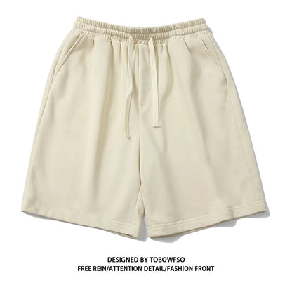 100% Cotton Simple High Street Shorts Men's and Women's Same Summer Loose Five-point Pants White Gray Sports Couple Pants