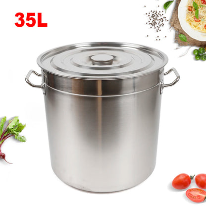 35L Stainless Steel Stock Pot – Large-Capacity Soup Pot with Lid