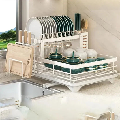 Stainless Steel Dish Rack – Kitchen Drying Rack With Cutlery Holder & Drainboard Organizer