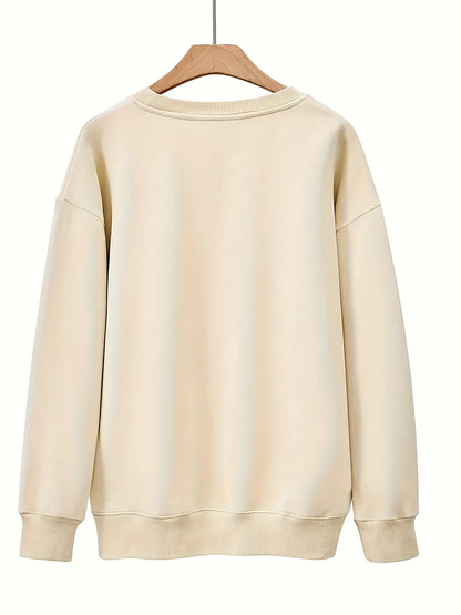 Women's autumn and winter loose casual leopard print heart-shaped print with velvet long sleeved round neck hoodie pullover