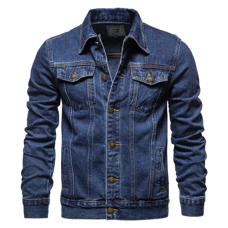 Men's Denim Jacket Trend Retro Fashion Casual Jacket Suitable Young Blue Black Youth Workwear Locomotive Spring Autumn Winter